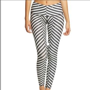 Teeki Black and White Striped Leggings